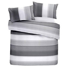 Fusion Duvet Cover and Two Pillow Cases, 52% Polyester / 48% Cotton, Grey, Double
