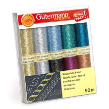 Gutermann Sewing Set: Metallic Effect Thread, Assorted, 10 x 50m