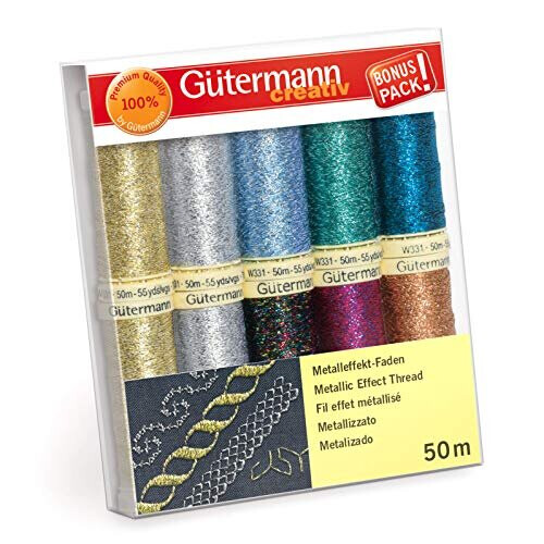 Gütermann Gutermann Sewing Set: Metallic Effect Thread, Assorted, 10 x 50m