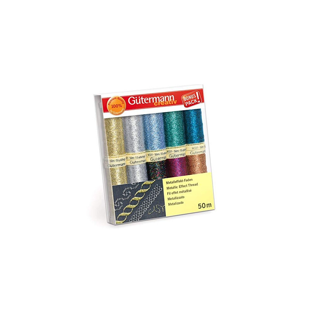 Gütermann Gutermann Sewing Set: Metallic Effect Thread, Assorted, 10 X 50M