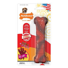 Nylabone Extreme Tough Dog Chew Toy Bone, Durable, Cleans Teeth, Beef Jerky Flavour, Medium, for Dogs Up to 16 kg