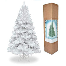 SHATCHI 5ft/1.5m Alaskan Pine Snow White Artificial Christmas Tree 390 Tips with Metal Stand Xmas Home Decorations 150Cm, Plastic, 5Ft/150CM