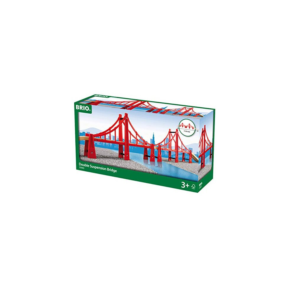 BRIO World Double Suspension Bridge for Kids Age 3 Years and Up, Compatible with all BRIO Train Sets