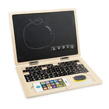 Laptop de madeira - Pé Pequeno - Quadro magnético - Marrom e preto - Bege - Criança - Misto