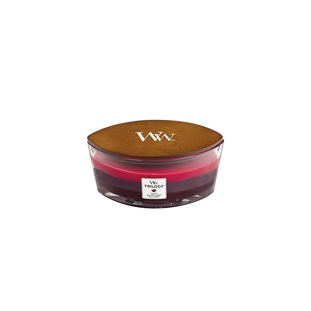 Woodwick Ellipse Trilogy Scented Candle With Crackling Wick | Sun Ripened Berries | Up To 50 Hours Burn Time, Sun Ripened Berries