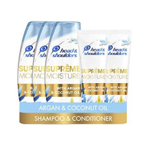 Head & Shoulders Supreme Moisture Anti Dandruff Shampoo and Conditioner Set with Argan Oil for Soft Hair, A Dandruff Scalp Treatment, 3 x 400 ml Shamp