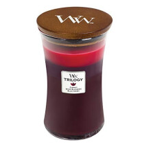 Woodwick Large Hourglass Trilogy Scented Candle | Sun Ripened Berries | with Crackling Wick | Burn Time: Up to 130 Hours, SunRipened Berries