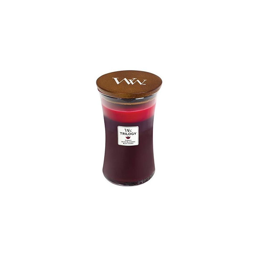 Woodwick Large Hourglass Trilogy Scented Candle | Sun Ripened Berries | with Crackling Wick | Burn Time: Up to 130 Hours, SunRipened Berries-image-OPC-P6FM5XW-NEW
