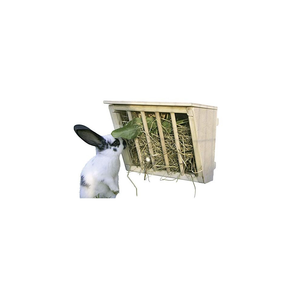 Hay Rack with Wooden Seat, 25 x 17 x 20 cm