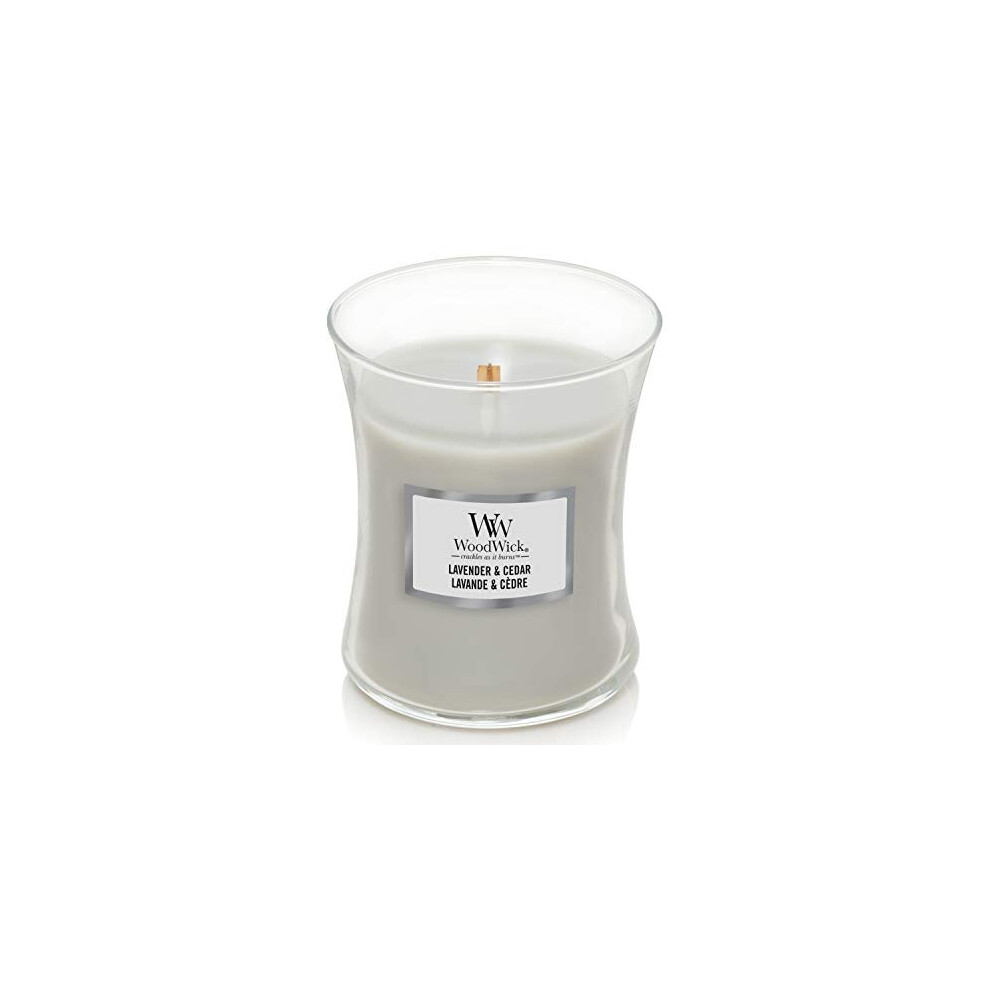 WoodWick Medium Hourglass Scented Candle with Crackling Wick | Lavender and Cedar | Up to 60 Hours Burn Time, Lavender