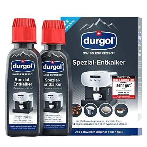 Durgol Swiss Espresso Special Decalcifier for all Coffee Machines, 2 x 125ml