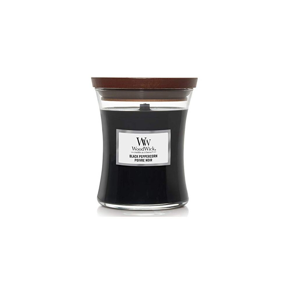 WoodWick Medium Hourglass Scented Candle with Crackling Wick | Black Peppercorn | Up to 60 Hours Burn Time, Black Peppercorn