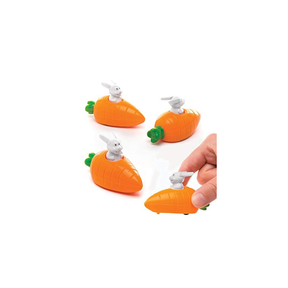 Baker Ross Bunny & Carrot Pull Back Racers (Pack of 4) for Kids Easter Party Bag Fillers or Gift Ideas-image-OPC-P6FM7FB-NEW