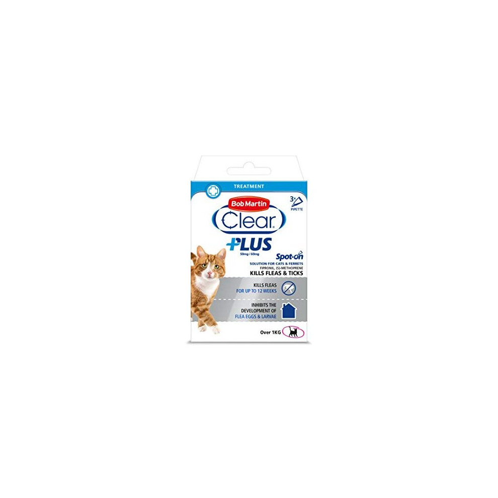 Bob Martin Clear Plus Spot-On Solution for Cats and Ferrets 3 Tubes 21 g