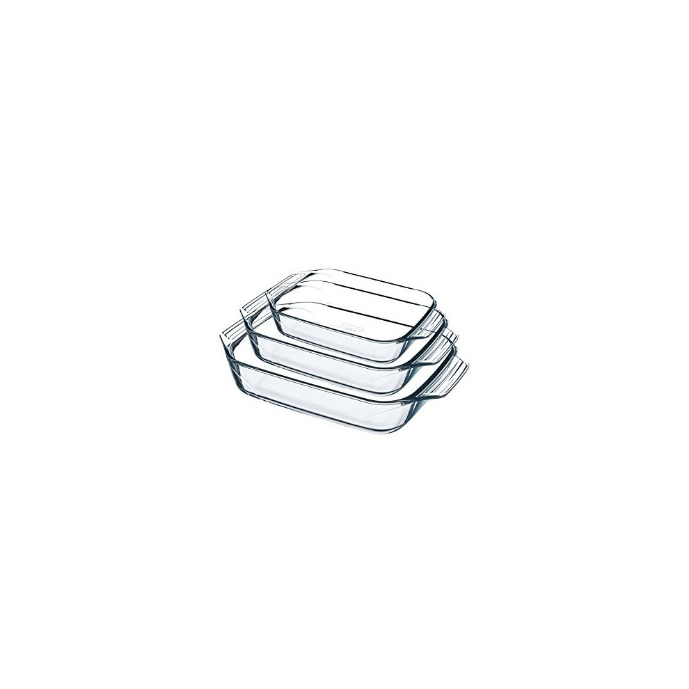 Pyrex 8023510 Set of 3 Borosilicate Glass Oven Plates âÃÃ Extreme Resistance âÃÃ Made in France