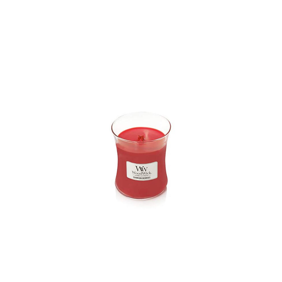 Woodwick Medium Hourglass Scented Candle | Crimson Berries | with Crackling Wick | Burn Time: Up to 60 Hours, Crimson Berries