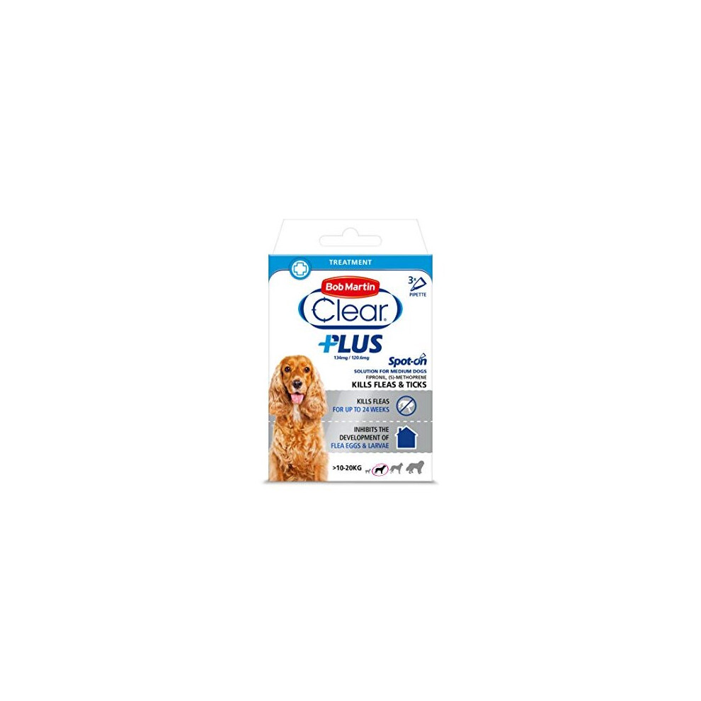 Bob Martin Clear Plus Spot-On Solution for Medium Dogs 3 Tubes 21 g