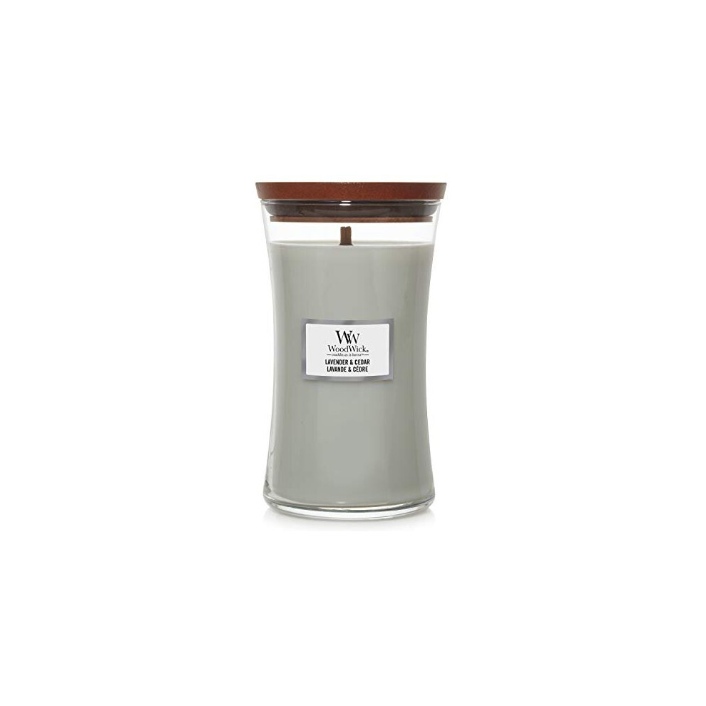 WoodWick Large Hourglass Scented Candle with Crackling Wick | Lavender and Cedar | Up to 130 Hours Burn Time, Lavender