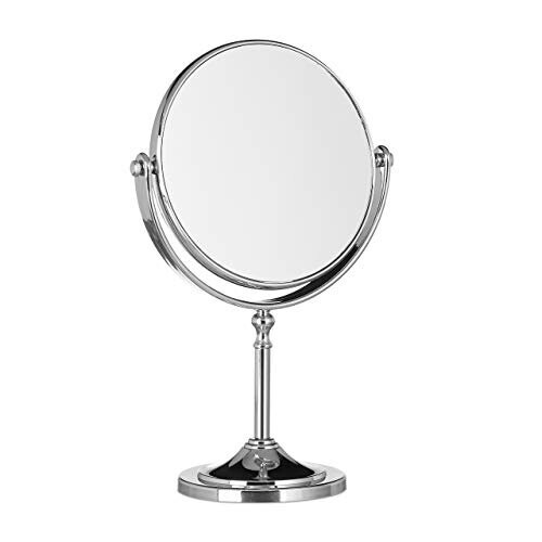 Relaxdays Magnifying Vanity Mirror, Round Standing Makeup Mirror ...