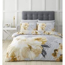 Catherine Lansfield Dramatic Floral Easy Care Single Duvet Set Ochre
