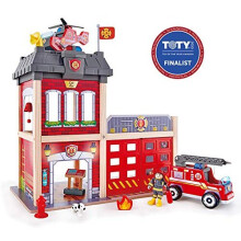 Hape E3023 Wooden Fire Station - Complete Set with Fire Engine