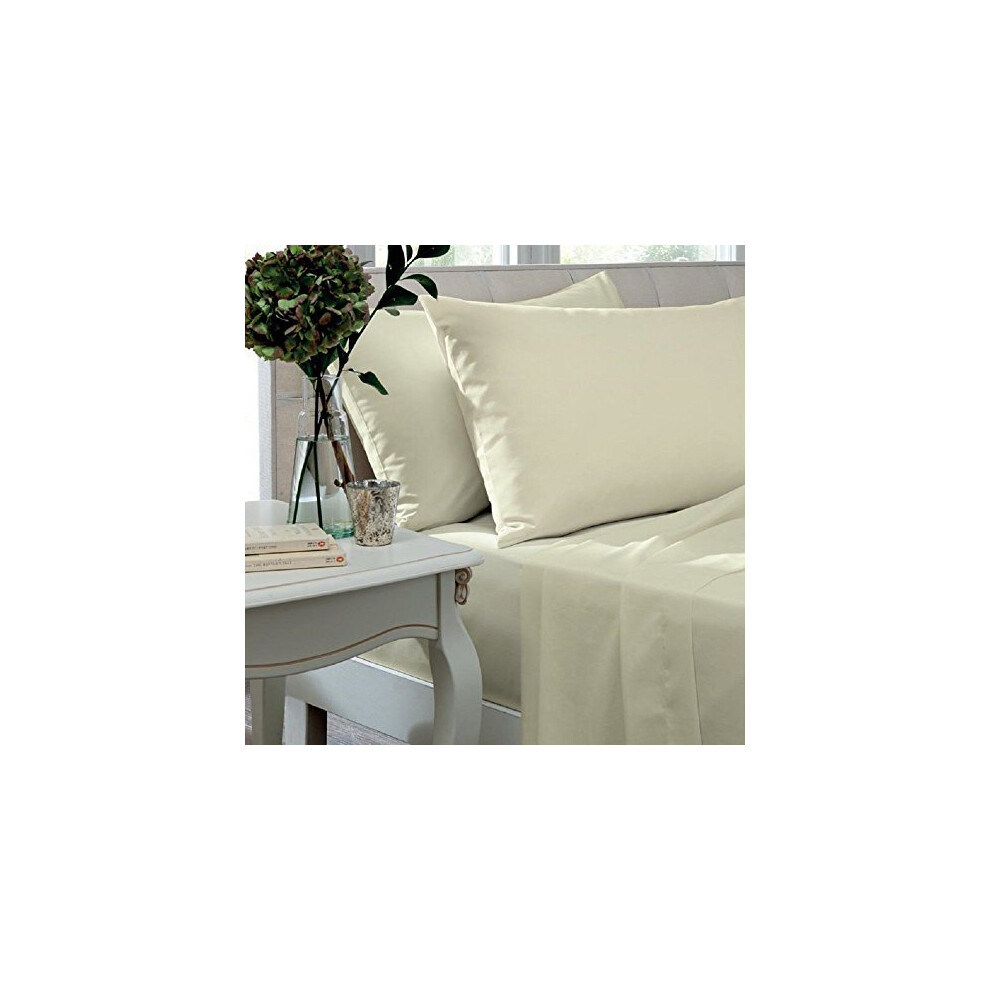 Catherine Lansfield Easy Iron Percale King Flat Sheet Cream