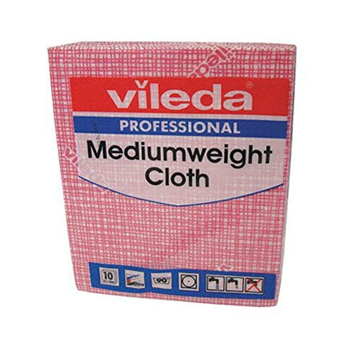 Vileda Vileda VIL04871 106400 Medium Weight Cloth, Red (Pack of 10)