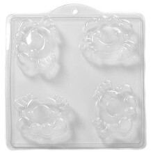 World Of Moulds 4-Cavity Cartoon Crab Soap/Bath Bomb Mould Mold, PVC, 25.5 x 24 x 4 cm
