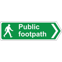 Public footpath right directional sign - 3mm Aluminium sign 330mm x 100mm