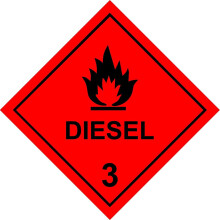 Dangerous substance labels Diesel 3 safety sign - Self adhesive sticker 100mm x 100mm