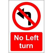 No Left Turn Safety Sign - 3mm Aluminium, 800x600mm, Digitally Printed, Laminated, 10mm Radius Rounded Corners | B07KPLVHMD