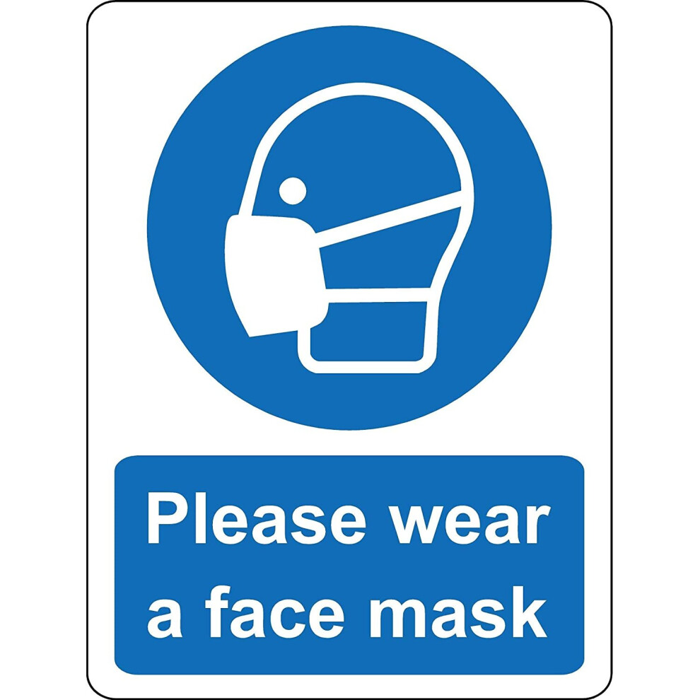 Please wear a face mask Safety sign - 1.2mm Rigid plastic 200mm x 150mm-image-OPC-P6FMC5Z-NEW