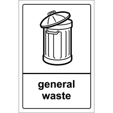 Recycling bin sticker 20cm x 30cm General Waste - Self adhesive vinyl
