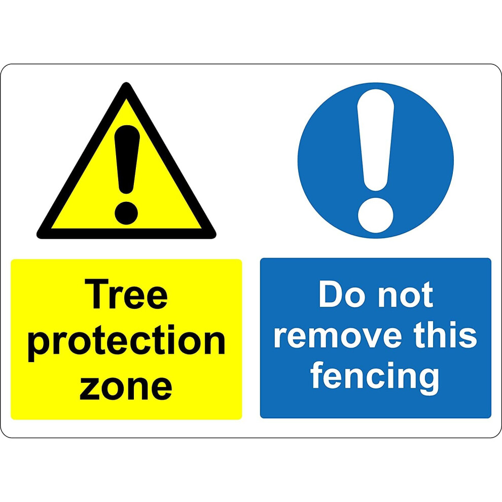 Tree protection zone do not remove this fencing Forest safety sign - 1.2mm Rigid plastic 300mm x 200mm