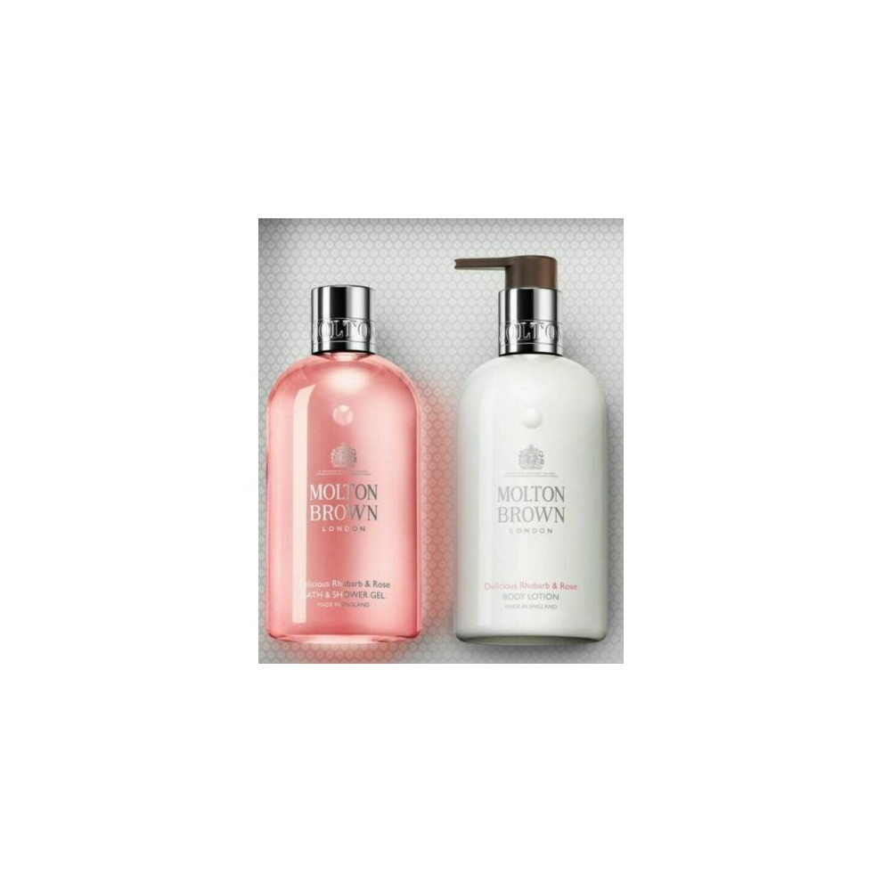 Molton Brown Delicious Rhubarb Bath & Shower Gel & Body Lotion Set 300ml