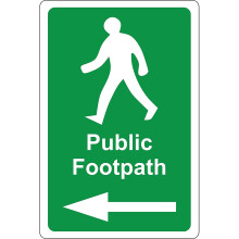 Public footpath arrow left directional sign - 1.2mm Rigid plastic 300mm x 200mm