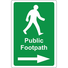 Public footpath arrow right directional sign - 1.2mm Rigid plastic 300mm x 200mm