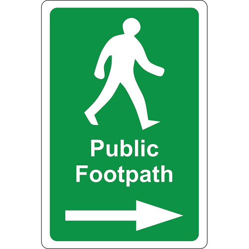 Public footpath arrow right directional sign - 1.2mm Rigid plastic 300mm x 200mm