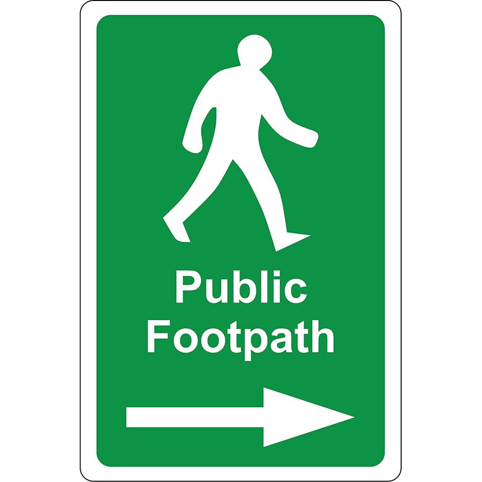 Public footpath arrow right directional sign - 1.2mm Rigid plastic 300mm x 200mm