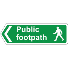 Public footpath left directional sign - 3mm Aluminium sign 330mm x 100mm