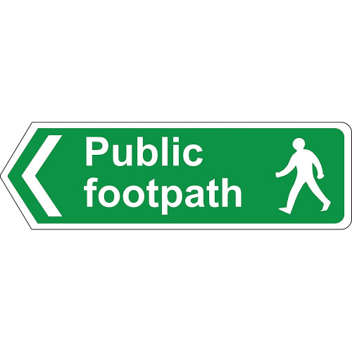Public footpath left directional sign - 3mm Aluminium sign 330mm x 100mm