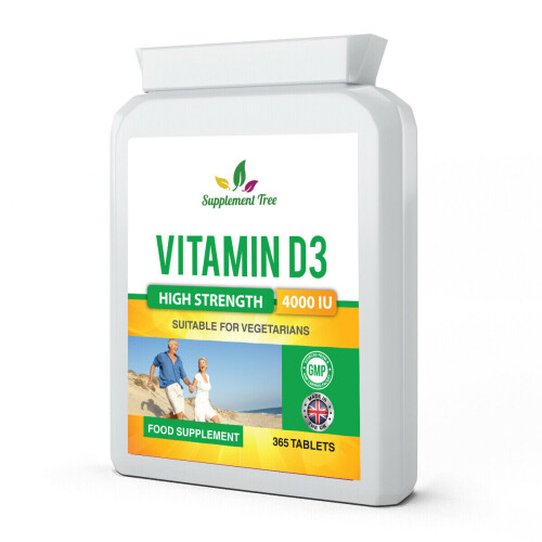 Vitamin D3 4000IU (365 Vegetarian Tablets) High Strength Vit D 2