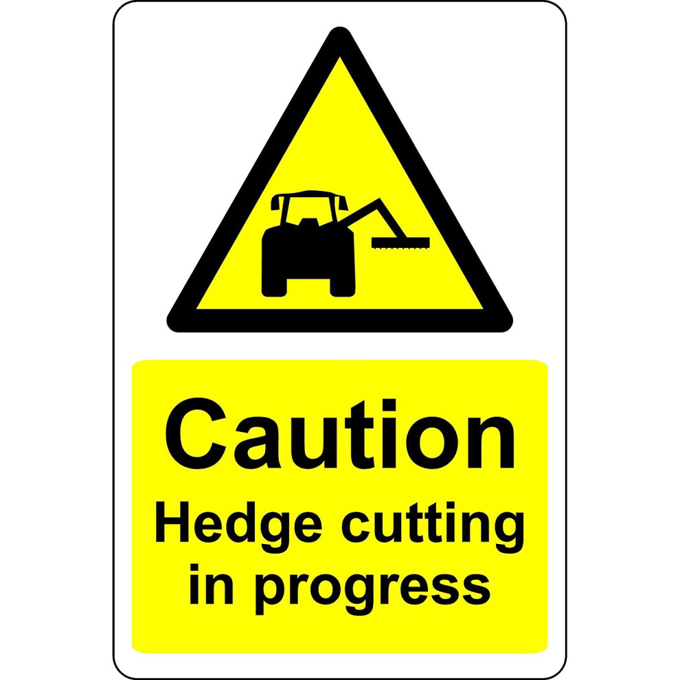 Caution hedge cutting in progress farm safety sign - 3mm Aluminium sign 600mm x 400mm