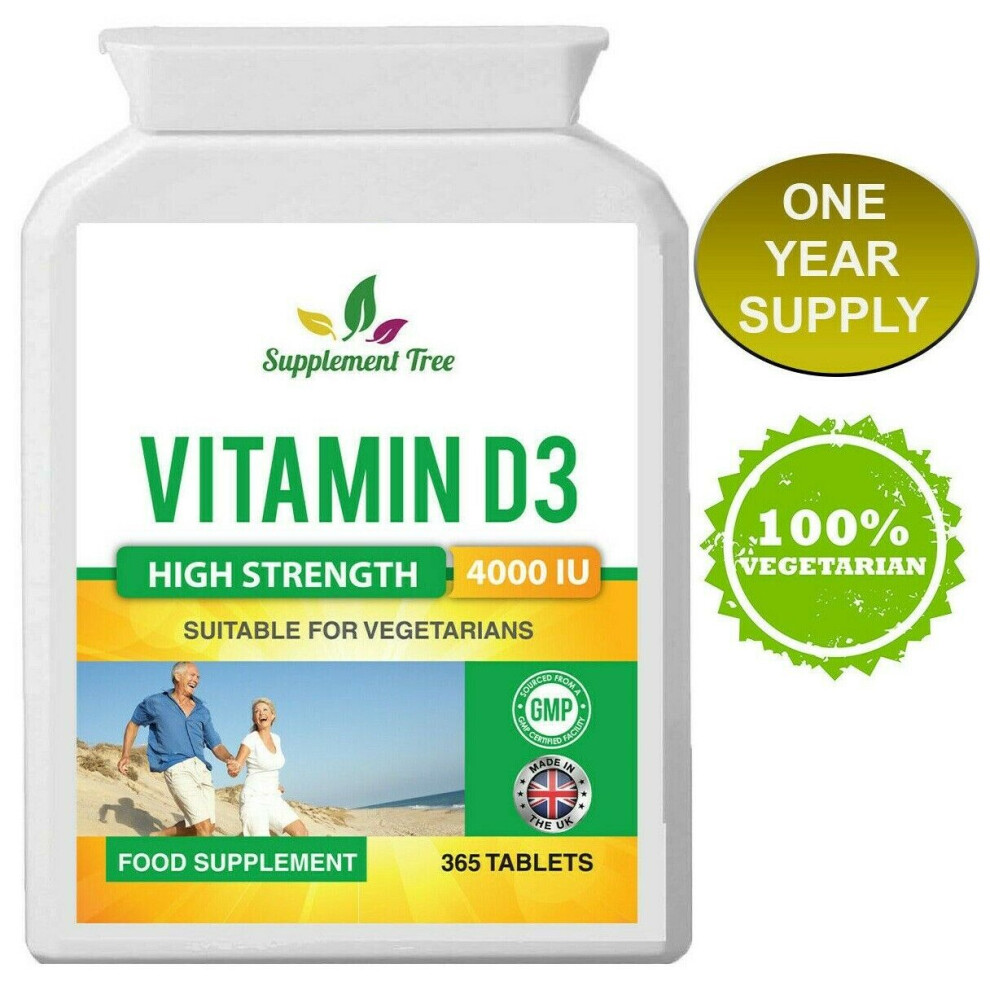 Vitamin D3 4000IU (365 Vegetarian Tablets) High Strength Vit D