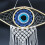 Protection Dream Catcher - Med Macrame Evil Eye Blue/White/Black 2