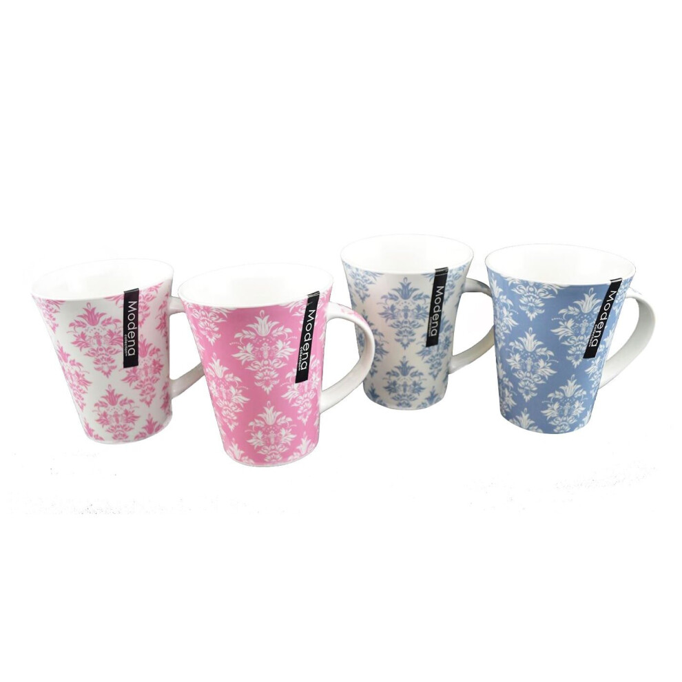 New Bone China Set of 4 Tea Coffee Mugs Home Office 2 assorted patterns