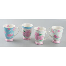 New Bone China Mugs Set of 4 Afternoon Tea Style Coffee Home Kitchen Office Cups