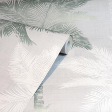 Palm Tree Luxe Grey & Duck Egg Wallpaper Trendy Modern Feature Wall High Quality