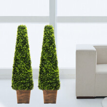 2pcs Artificial Potted Topiary Trees Garden Yard Ornament with Pot, 120CM
