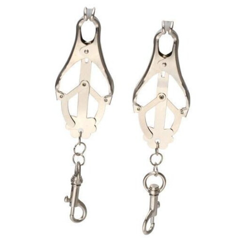 Silver 'Bow@ Nipple Clamps with Clips